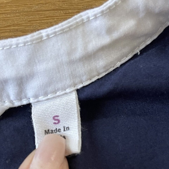 Women's Athleta Size S Navy White Embroidered Coverup Dress Long Sleeve - Picture 8 of 9